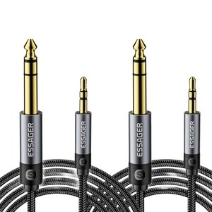 Essager 3.5mm to 6.5mm TRS 오디오 케이블 2개입, 3m, 2개, 회색, EYPMM-XLC0G-P