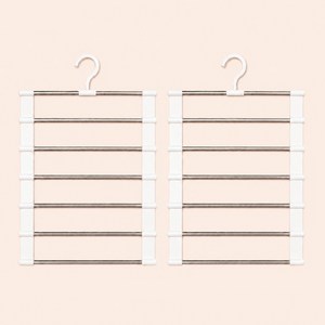 마이홈픽 구김없는 공간절약 7단 바지걸이, 2개, 화이트