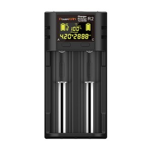 POWERKAN 고속충전기 건전지용량체크 LCD 만능 배터리 충전기 3.7V리튬이온 1.2V니켈수소 R2 배터리 충전기 18650 AA AAA 26650 과충전방지 파워칸, 1개