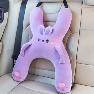앨오앤지 차량용 안전벨트 인형 쿠션 목꺾임방지 쿠션, 1개, 보라(토끼)