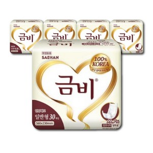 금비 남녀공용 속기저귀 실버 일반 성인기저귀, 30개입, 5개