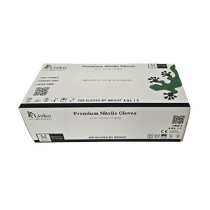 리스코 식품용 니트릴장갑 라텍스 요리용 두꺼운 파우더프리 청소용 200매, 블랙, XS, 1개