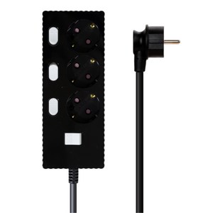 파워존 자동소화 4000W 고용량 웨이브 개별스위치 과부하차단 3구 멀티탭 50cm 1.5m 3m 5m 7m, 자동소화 개별스위치 3구 3m 블랙, 1개, W9ME330BK