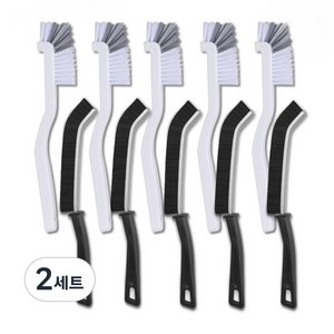 5+5 테일스타 틈새솔 틈새브러쉬 다용도 L자 직각솔 청소솔 만능 브러쉬, 화이트, 블랙, 2세트