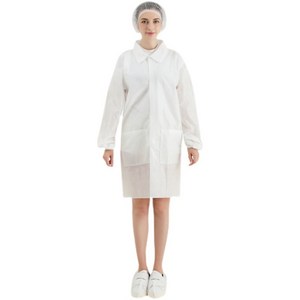 일회용 위생실험 가운 부직포 방문자 가운 보급형 개별포장, 화이트, 10개
