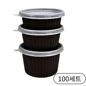여서담아 일회용 국용기 105 파이 국내생산 전자레인지 포장 용기 1회용 장국 국물 밥 검정 JH, 1세트, 100개