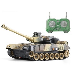 SUUNI RC 탱크 가동포 모방하다 대전 타이거 전차 무한궤도 어린이 장난감, 1개, T90-노란색