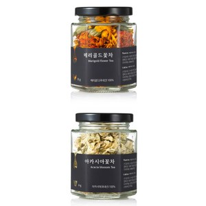 채온 하루맑음 꽃차 2종 선물세트 + 쇼핑백, 1세트, 메리골드 11g + 아카시아 6g