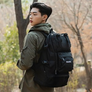 밀스펙 남녀공용 여행용 백팩 배낭 기내용 데일리, 블랙, 1개
