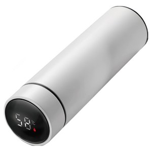 다쓱 텀블러 LED 온도표시 원터치 스텐 스마트 차량용 보온 보온병 500ml, 텀블러 화이트