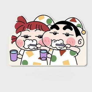 짱구 커플 욕실 주방 발매트 미끄럼방지, 1개