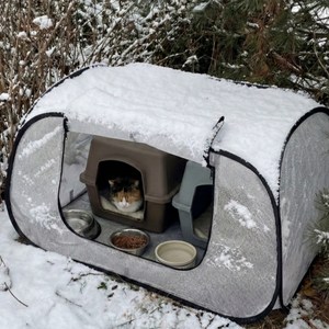 [캣닢 증정] 골드픽 길냥이 비닐하우스 원터치 가로형 실내온실, 1개, 투명
