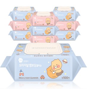 그린핑거 오리지널 엠보싱 물티슈 리틀춘식 에디션 캡형 랜덤 발송, 40g, 100개입, 10개