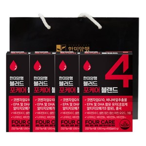 한미양행 블러드 포케어 블랜드 혈관건강 종합영양제 오메가3 바나바잎 홍국 코엔자임Q10, 4개, 60정