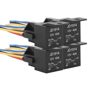 4pcs JD1914 자동차 릴레이 키트 12V 40A 5핀 SPDT 인터락 소켓 배선 하네스 포함, 4개