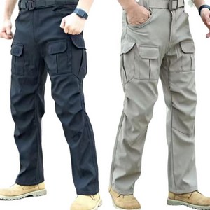 (1+1 2벌세트) IX4 남성 작업복바지 부드러운 소재 일자 통바지 오토바이바지 전술 카고바지 건빵바지 빅사이즈 IX4, 블랙+카키