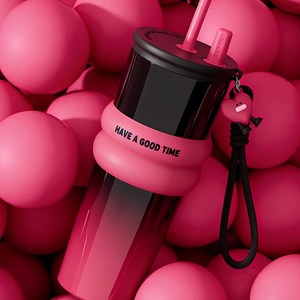 Richmagic 세라믹 텀블러 보온보냉 커피컵 차량용 빨대 키링 대용량 710ml, 1개, 로즈