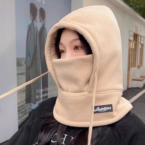 나니아 겨울 후드 넥워머 바라클라바 목도리 모자 +스마트 장갑세트, 베이지, 1개