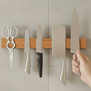 원목 자석 칼 거치대 Universal magnetic knife strip Wood, 1개, WOOD 50cm [EW040]