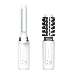 WINFINE 휴대용 무선 빗고데기 미니 2in1 앞머리 볼륨 뿌리볼륨, 화이트