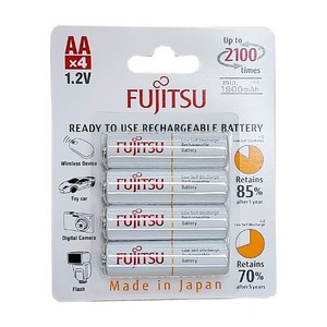 후지쯔 HR-3UTCEX(4B) 충전 배터리 2000mAh AA 4알 충전지 정품, 1세트