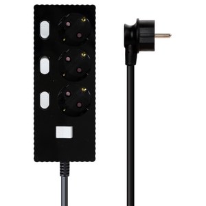 파워존 웨이브 고용량 개별스위치 멀티탭 과부하차단 3구 멀티콘센트 전기코드 50cm 1.5m 3m 5m 7m, 1개, 블랙, WME415WT
