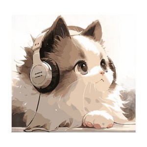 더담다 DIY 명화 유화 그림그리기, 1개, 헤드셋 고양이