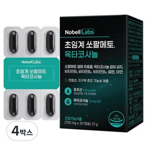 노벨랩스 초임계 쏘팔메토 옥타코사놀 전립선 건강 영양제, 30정, 4개