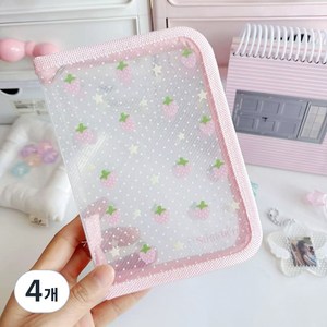 미소데이샵 A6 일러스트 파일 보관함 지퍼 스티커 정리 다용도 다꾸 문구, 4개, 베리
