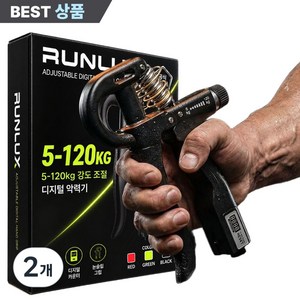 핏룸 악력기 전자식 카운터 무소음 강도조절 ~120kg 운동기구, 2개, 블랙