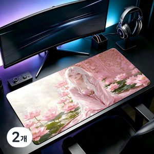 (2차원 미소녀)마우스 롱매트 컴퓨터 테이블매트 대형마우스매트 900X400X3mm 고해상도 인쇄 미끄럼방지 고무재질, 스타일7, 2개
