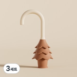 [1+1] 문틈 손끼임방지 트리모양 실리콘 도어스토퍼 / 어린이 안전도어가드, 3세트, 베이지/브라운