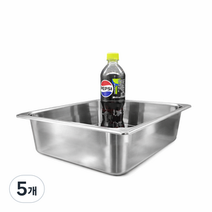 304 NSF식품 승인 사각 견고한 업소용 냉장고 반찬 스텐 밧드 바트, 5개, 1/2 (325x265mm) × 높이 10cm 몸체만