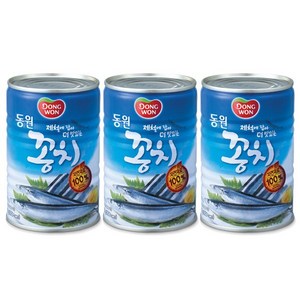 동원 자연산 꽁치 통조림, 400g, 3개