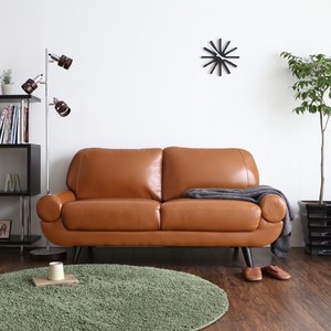 가구밸리 [가구밸리]코로 2인용 가죽 소파, 브라운
