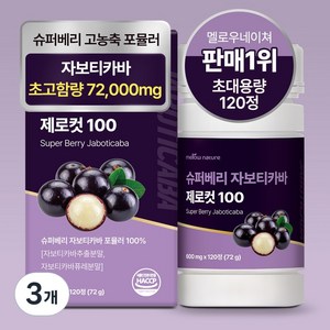 [정품] 슈퍼베리 자보티카바 jaboticaba 120정 대용량, 3개