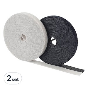 1+1 루리코 벨크로 타이 케이블 선 정리 전선 벨크로찍찍이 양면 그레이+검정, 2set, 그레이+블랙