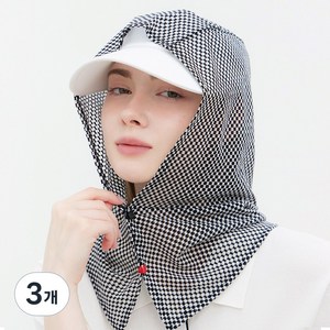 엠엠스포츠 자외선차단 매쉬 체크 모자 골프 등산 후드 얼굴 햇빛가리개, 3개, 블랙
