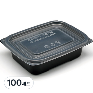 버디팩 PP 사각 죽용기 소 검정 500ml M-1317A 전자렌지 국내생산, 100세트, 1개