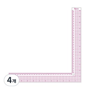 KEARING 직각자 재단용 직각자 플라스틱 L자형 자 재봉용 L자 재봉자 8인치 12인치 패턴메이킹 드레스메이킹 프렌치커브 천재단용 직각자 천컷팅용 직각자 그레이딩, 4개, 5812 (30cm)