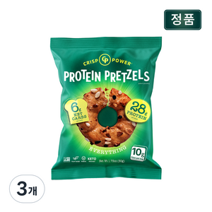 크리스프파워 프로틴 프레첼 에브리띵 단백질 보충 건강 스낵, 50g, 3개