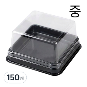 두쫀쿠 디저트 케이스 포장용기 세트 투명 사각 화과자 월병 떡 PET, 150개, 사각 중형 블랙