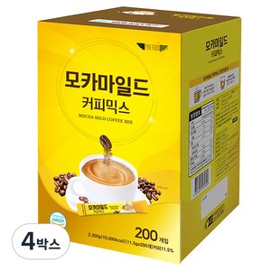 모카마일드 대용량 커피믹스, 4박스, 200개입, 11.5g 골드박스 특가