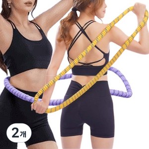 레오큐 무소음 용수철 뱃살 다이어트 스프링 훌라후프, 2개, 옐로우, 1500g