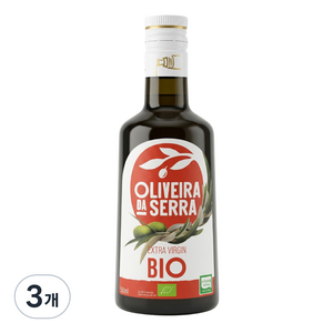 올리베라 다세라 유기농 엑스트라버진 올리브유 산도0.18 냉압착, 3개, 500ml