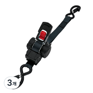25mm 화물차 깔깔이바 자동회수 원터치 라쳇바 다목적 화물고정벨트 소형트럭용, 3개, 블랙