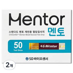 에스디바이오센서 멘토 스탠다드 개인용 혈당 검사지, 50매입, 2개
