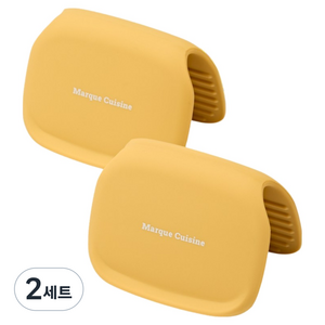 마르쿠진 완벽 열 차단 두꺼운 더블가드 실리콘 냄비 손잡이 2P 내열 주방장갑, 2세트, 코튼옐로우