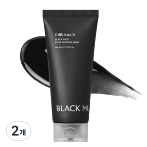 밀크터치 블랙 머드 포어 모공 피지 속모증 왁싱 마스크팩 가시털 정체 대용량 80ml, 2개, 1개입