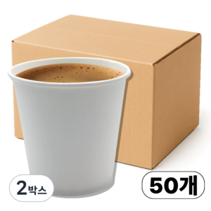 종이컵 1줄 박스포장 국내생산 화이트 무지 천연펄프 무인쇄, 2박스, 50개입